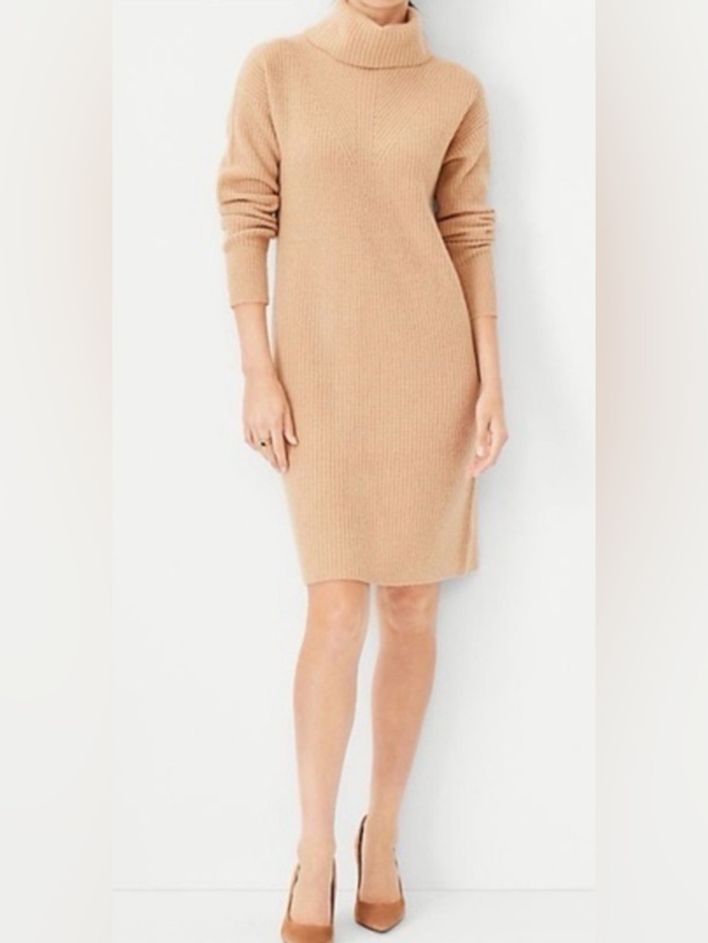 Ann‎ Taylor NWT 100% Cashmere Ribbed Turtleneck Sweater Dress Size Medium